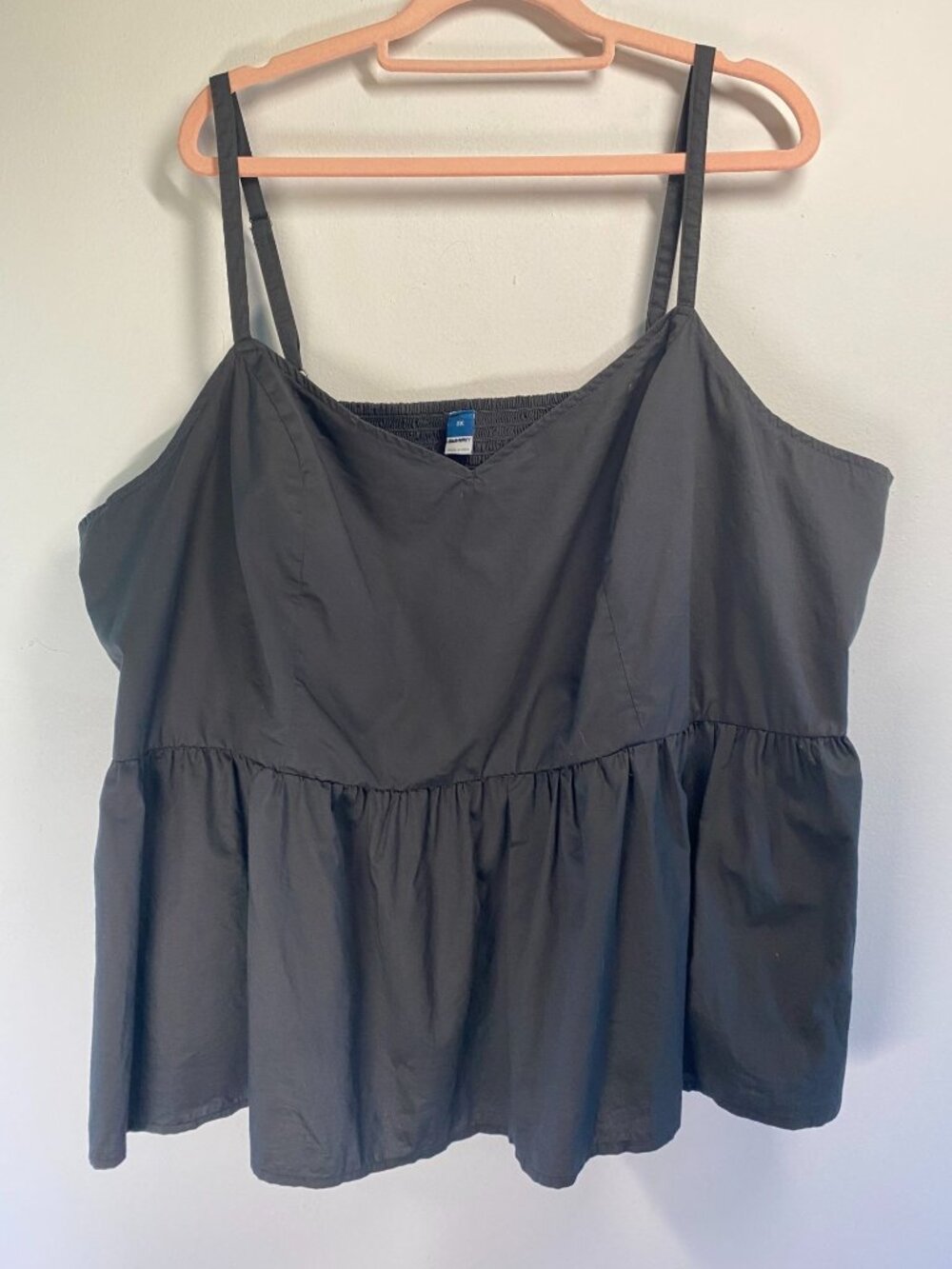 Old Navy Black Plus-Size Adjustable Strap Cotton Babydoll Peplum Tank Top 3X
